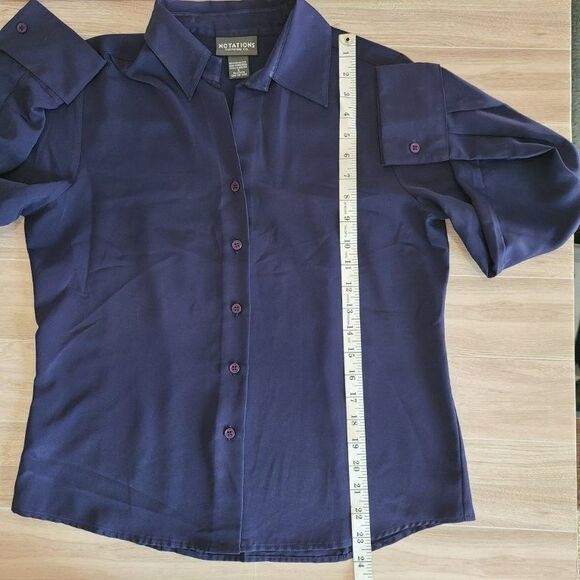 Notations Blue Long Sleeve Blouse S – Button Front, Lightweight, Office Chic - Picture 5 of 6